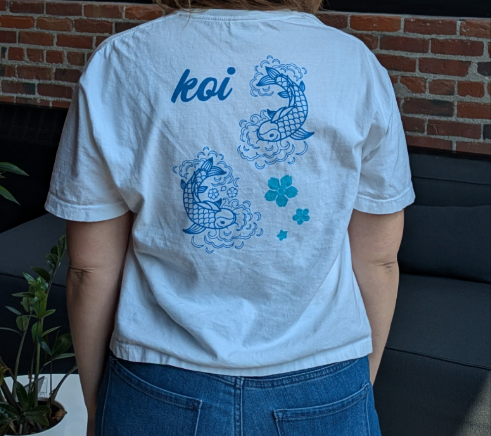 Blue Flower Koi Fish Boxy T-Shirt