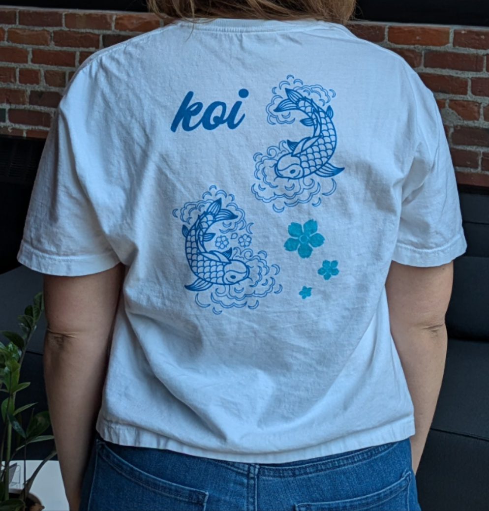 Blue Flower Koi Fish Boxy T-Shirt