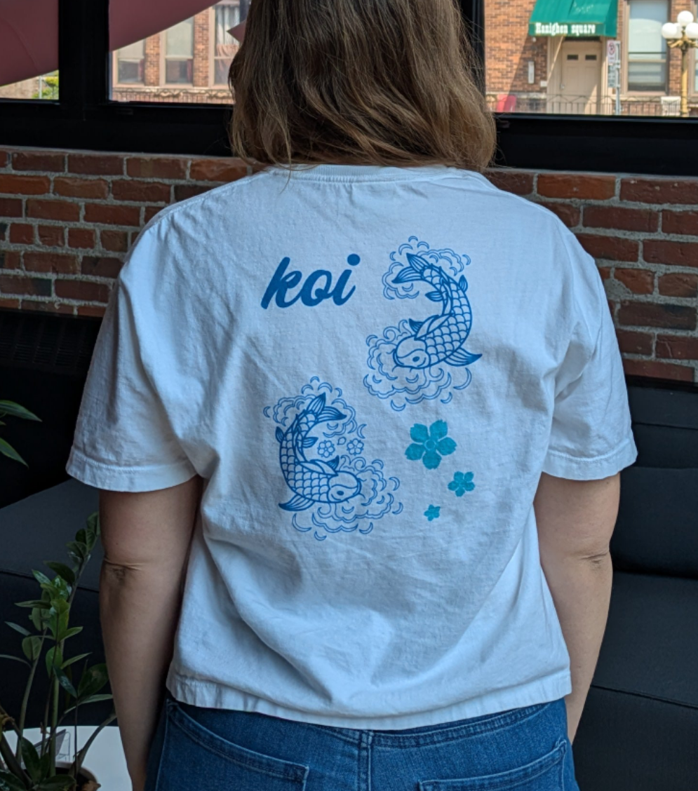 Blue Flower Koi Fish Boxy T-Shirt