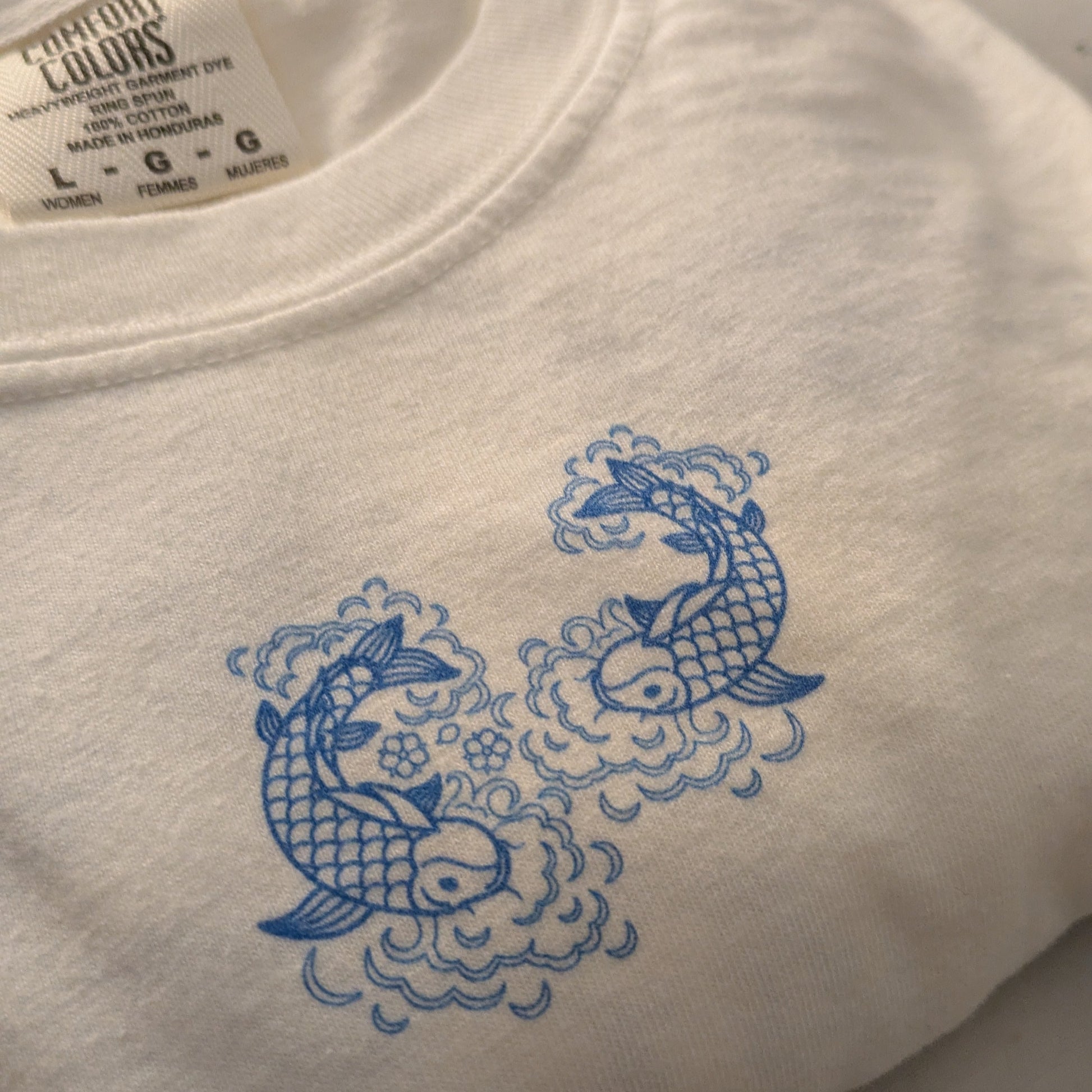 Blue Flower Koi Fish Boxy T-Shirt