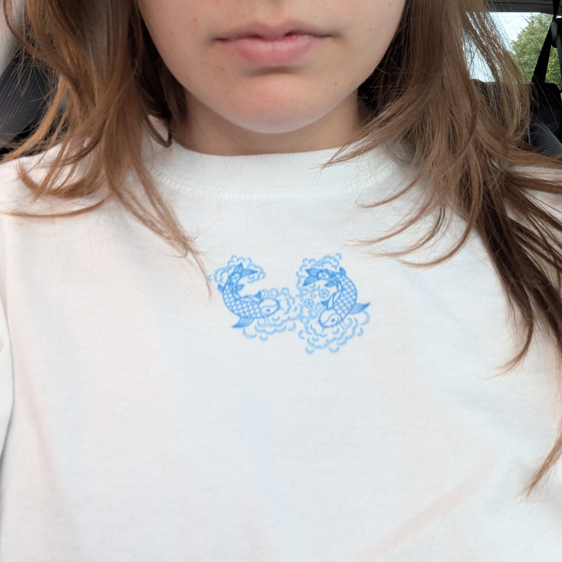 Blue Flower Koi Fish Boxy T-Shirt