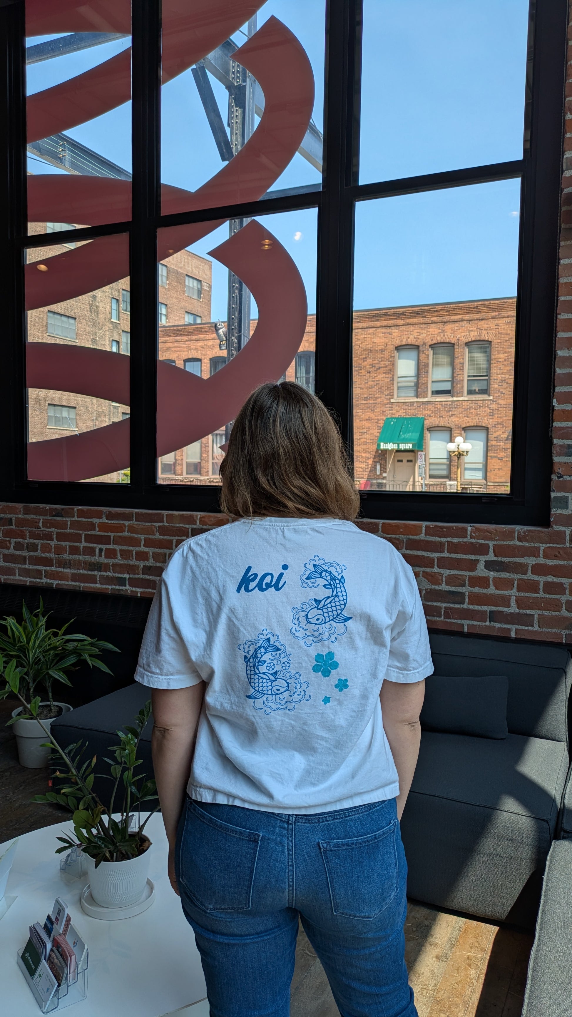Blue Flower Koi Fish Boxy T-Shirt